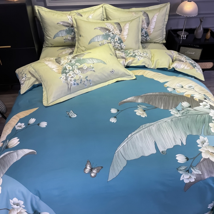 91家纺网 家纺一手货源 找家纺 金爱家 2021新款全棉活性花卉系列四件套 馨雅