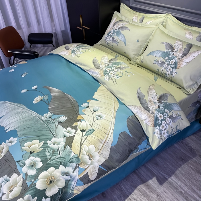 91家纺网 家纺一手货源 找家纺 金爱家 2021新款全棉活性花卉系列四件套 馨雅