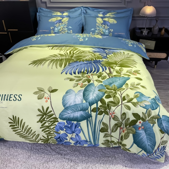 91家纺网 家纺一手货源 找家纺 金爱家 2021新款全棉活性花卉系列四件套 映曲