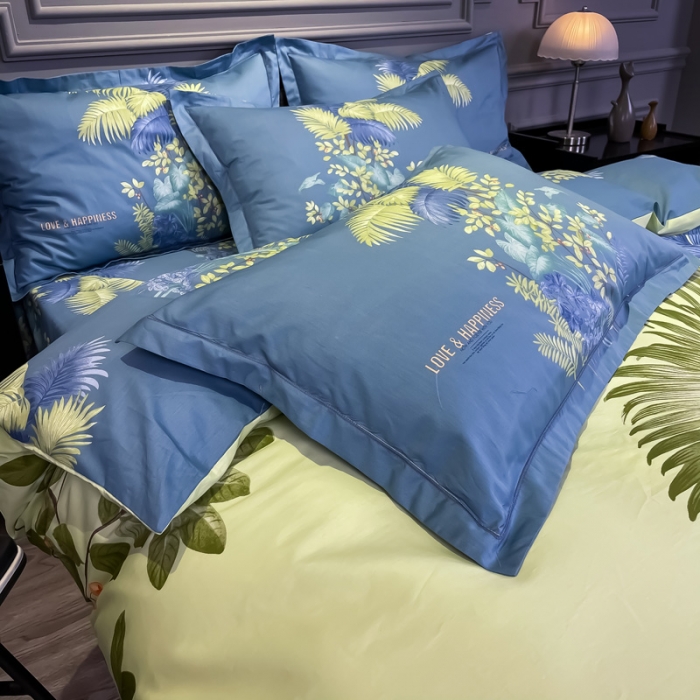 91家纺网 家纺一手货源 找家纺 金爱家 2021新款全棉活性花卉系列四件套 映曲