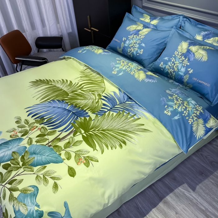 91家纺网 家纺一手货源 找家纺 金爱家 2021新款全棉活性花卉系列四件套 映曲