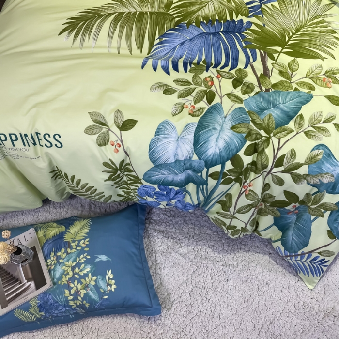 91家纺网 家纺一手货源 找家纺 金爱家 2021新款全棉活性花卉系列四件套 映曲