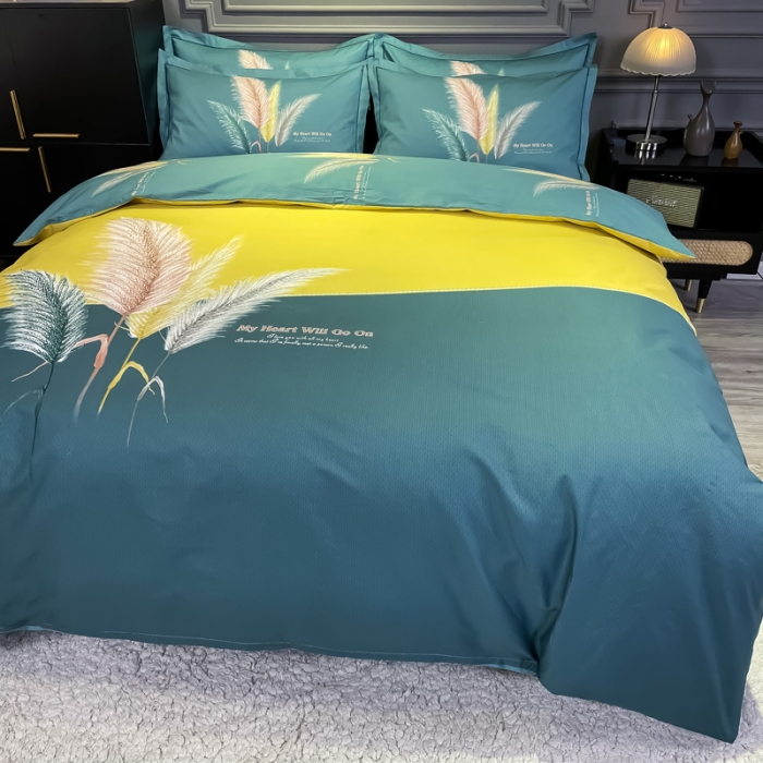 91家纺网 家纺一手货源 找家纺 金爱家 2021新款全棉活性花卉系列四件套 羽颜