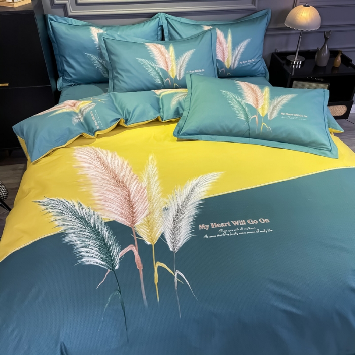 91家纺网 家纺一手货源 找家纺 金爱家 2021新款全棉活性花卉系列四件套 羽颜