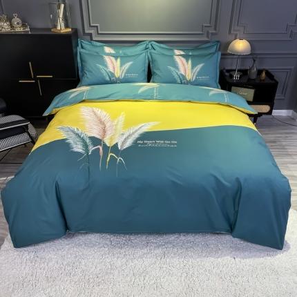 金爱家 2021新款全棉活性花卉系列四件套 羽颜