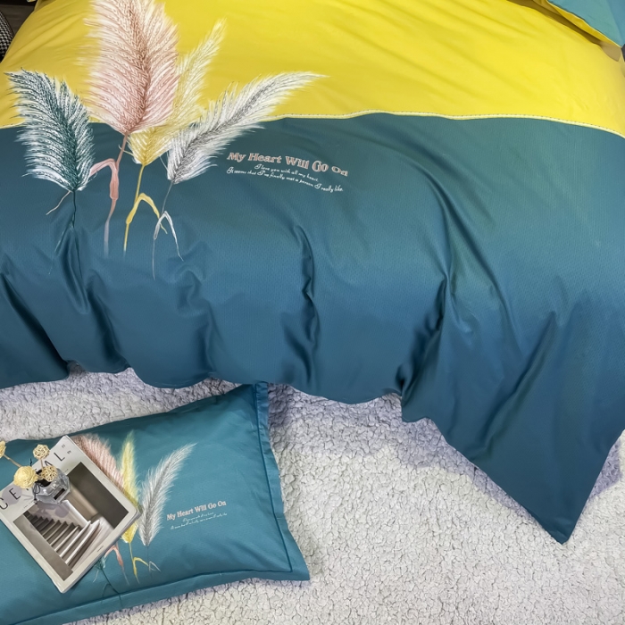 91家纺网 家纺一手货源 找家纺 金爱家 2021新款全棉活性花卉系列四件套 羽颜