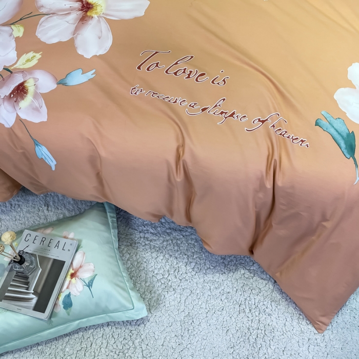 91家纺网 家纺一手货源 找家纺 金爱家 2021新款全棉活性花卉系列四件套 云汐