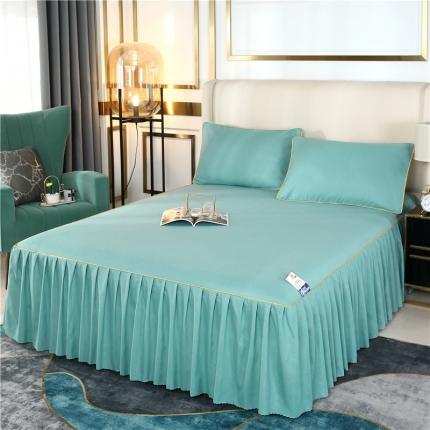 乐逸家纺 2023新款3D压花床裙三件套 薄荷绿