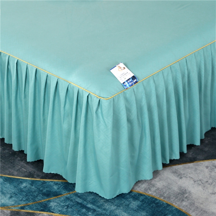 91家纺网 家纺一手货源 找家纺 乐逸家纺 2023新款3D压花床裙三件套 薄荷绿