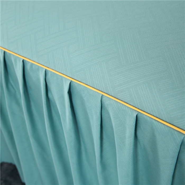 91家纺网 家纺一手货源 找家纺 乐逸家纺 2023新款3D压花床裙三件套 薄荷绿