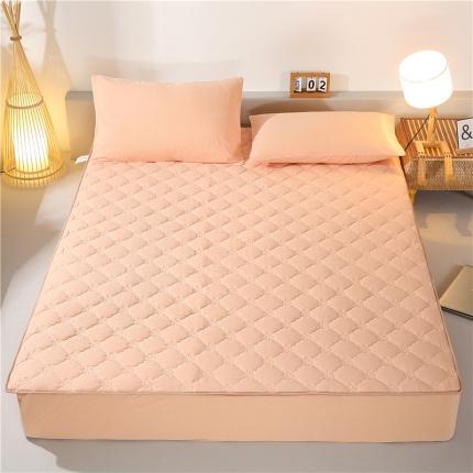 乐逸 2023新款新品全棉色织水洗棉日式夹棉床笠玉粉