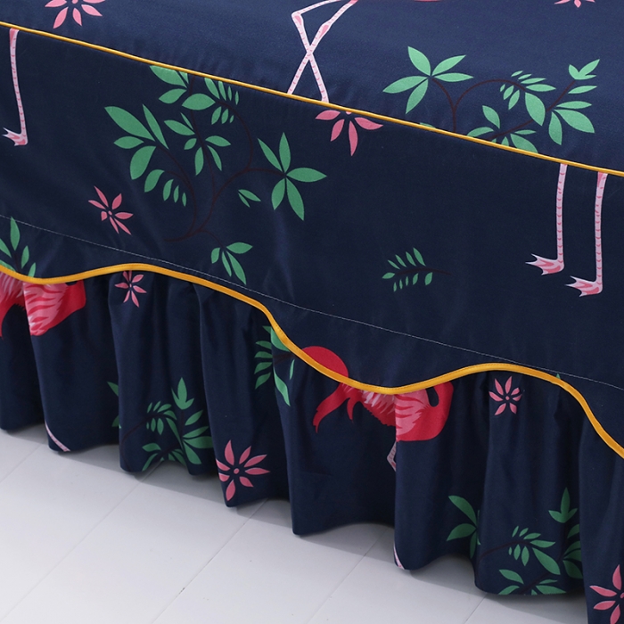 91家纺网 家纺一手货源 找家纺 笠裙家纺 韩版公主风床裙防滑SS床裙床罩 火烈鸟