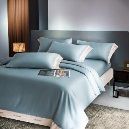 91家纺网 家纺一手货源 找家纺 米奈 2024新款水洗真丝贴边绣花四件套有质检报告奈利 蓝色