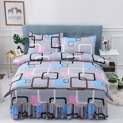 91家纺网 家纺一手货源 找家纺 笠裙家纺 新款韩版公主风床裙四件套韩版磨毛四件套