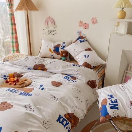 眠屿家纺 2021新款全棉印花四件套 潮牌熊