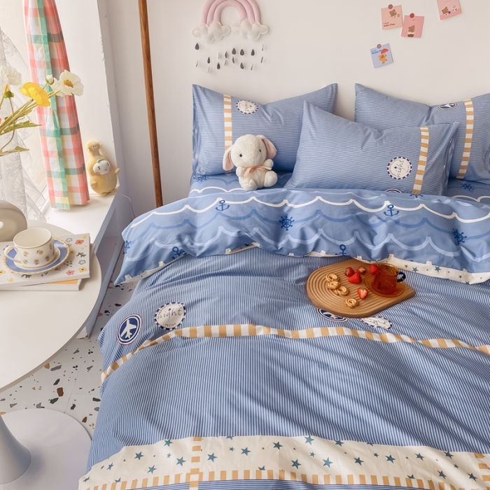 91家纺网 家纺一手货源 找家纺 眠屿家纺 2021新款全棉印花四件套 航海奇遇