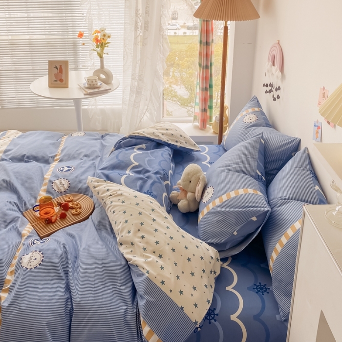 91家纺网 家纺一手货源 找家纺 眠屿家纺 2021新款全棉印花四件套 航海奇遇