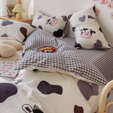 眠屿家纺 2021新款全棉印花四件套 你好奶牛