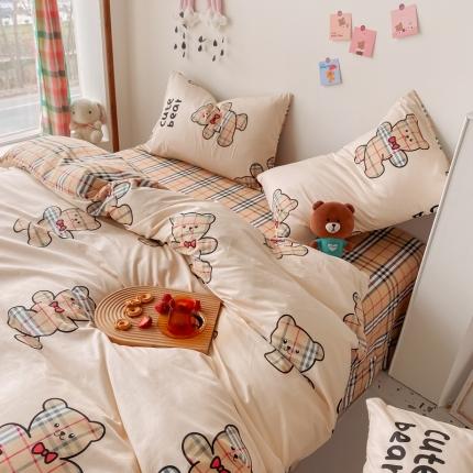 眠屿家纺 2021新款全棉印花四件套 绅士熊（米）