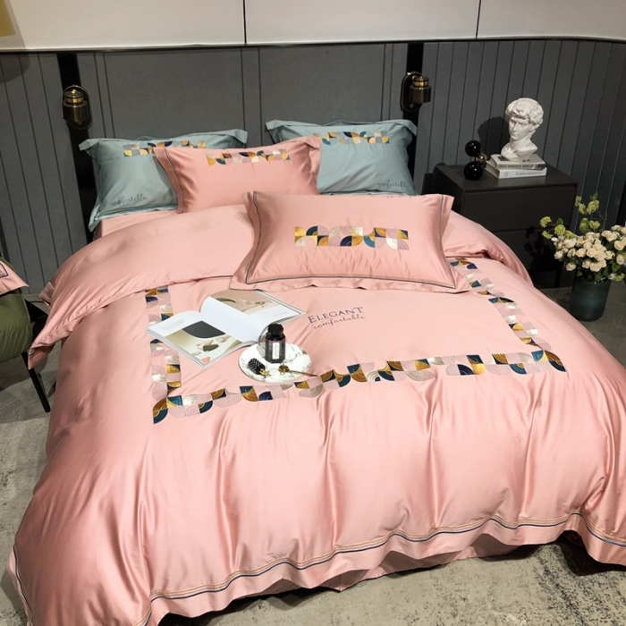 91家纺网 家纺一手货源 找家纺 涞澳家纺 2021新款100支工艺四件套-温迪 温迪-粉