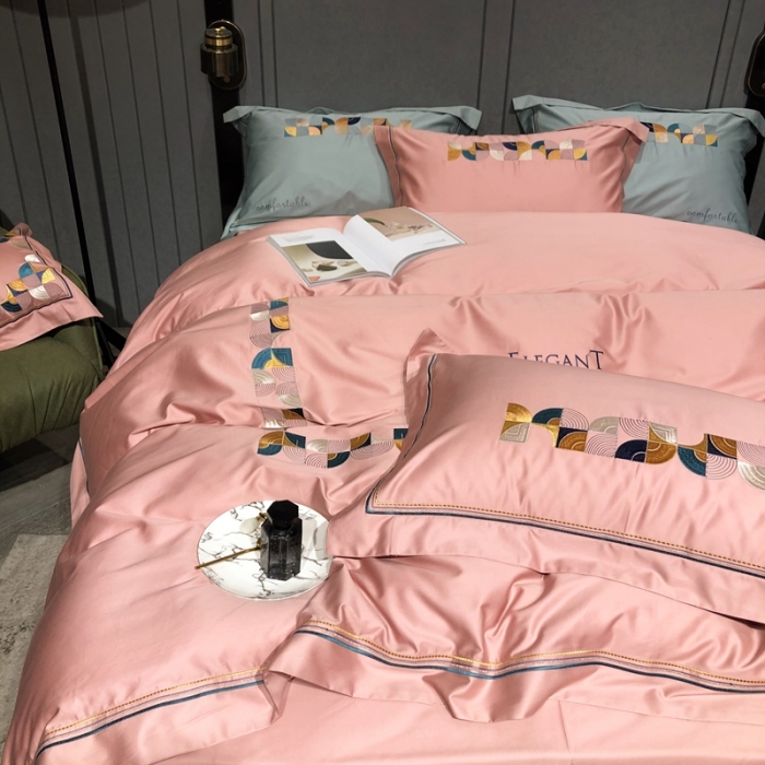 91家纺网 家纺一手货源 找家纺 涞澳家纺 2021新款100支工艺四件套-温迪 温迪-粉