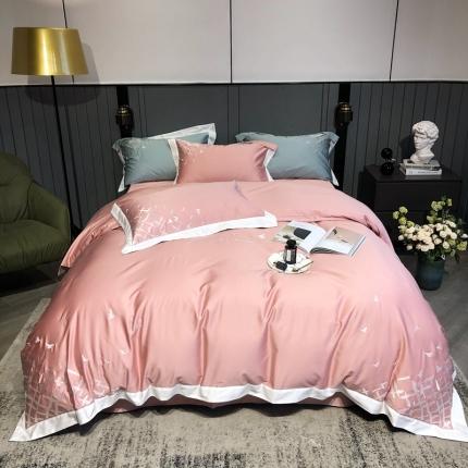 91家纺网 家纺一手货源 找家纺 涞澳家纺 2021新款100支工艺四件套-北欧 北鸥-粉