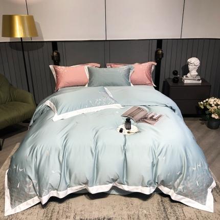 涞澳家纺 2021新款100支工艺四件套-北欧 北鸥-蓝