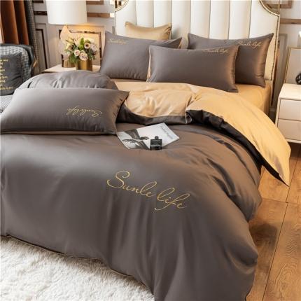 91家纺网 家纺一手货源 找家纺 古吉梦 2020新款洛卡棉双拼S款四件套 本白