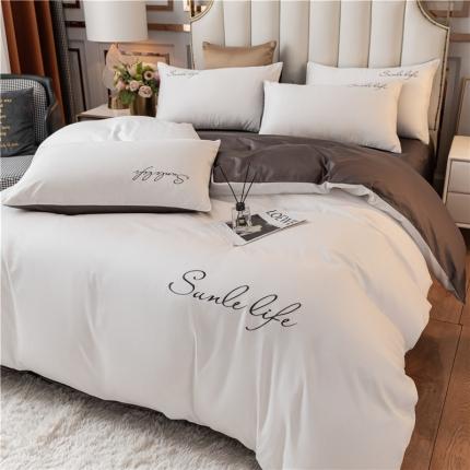 91家纺网 家纺一手货源 找家纺 古吉梦 2020新款洛卡棉双拼S款四件套 紫灰