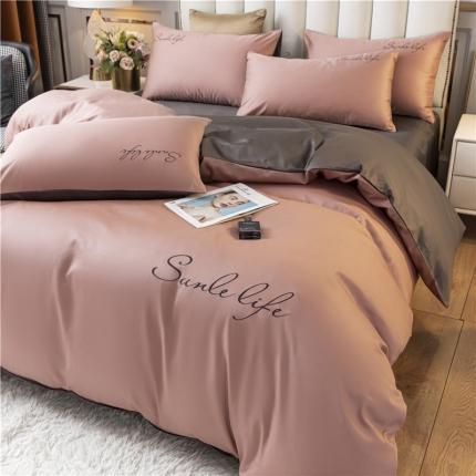 91家纺网 家纺一手货源 找家纺 古吉梦 2020新款洛卡棉双拼S款四件套 紫灰