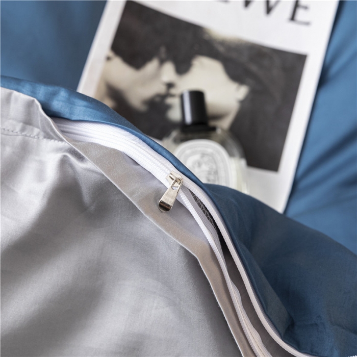 91家纺网 家纺一手货源 找家纺 古吉梦 2020新款洛卡棉双拼S款四件套 月光蓝