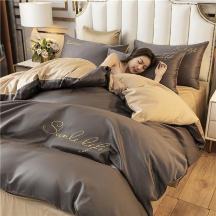 古吉梦 2020新款洛卡棉双拼S款四件套 高级灰