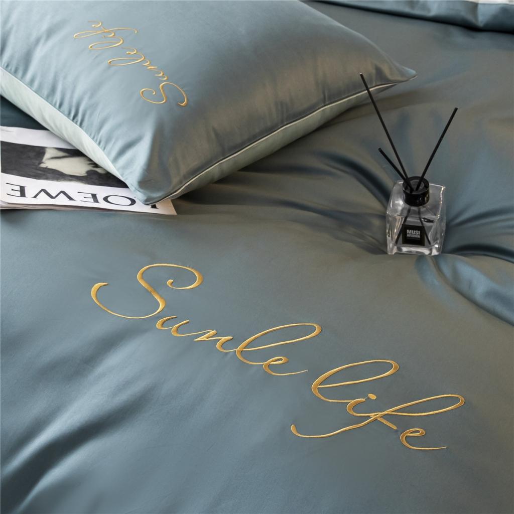 91家纺网 家纺一手货源 找家纺 古吉梦 2020新款洛卡棉双拼S款四件套 浅石兰