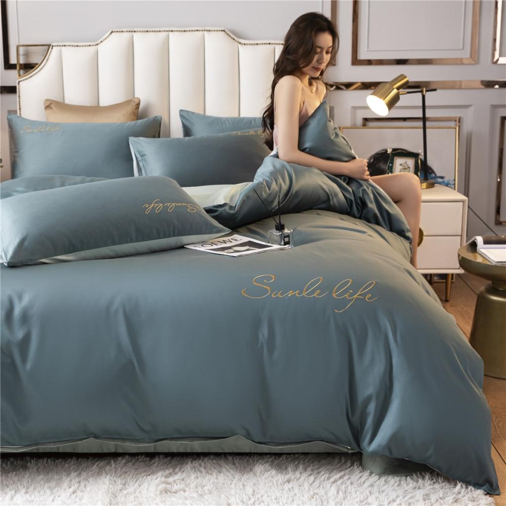 91家纺网 家纺一手货源 找家纺 古吉梦 2020新款洛卡棉双拼S款四件套 浅石兰