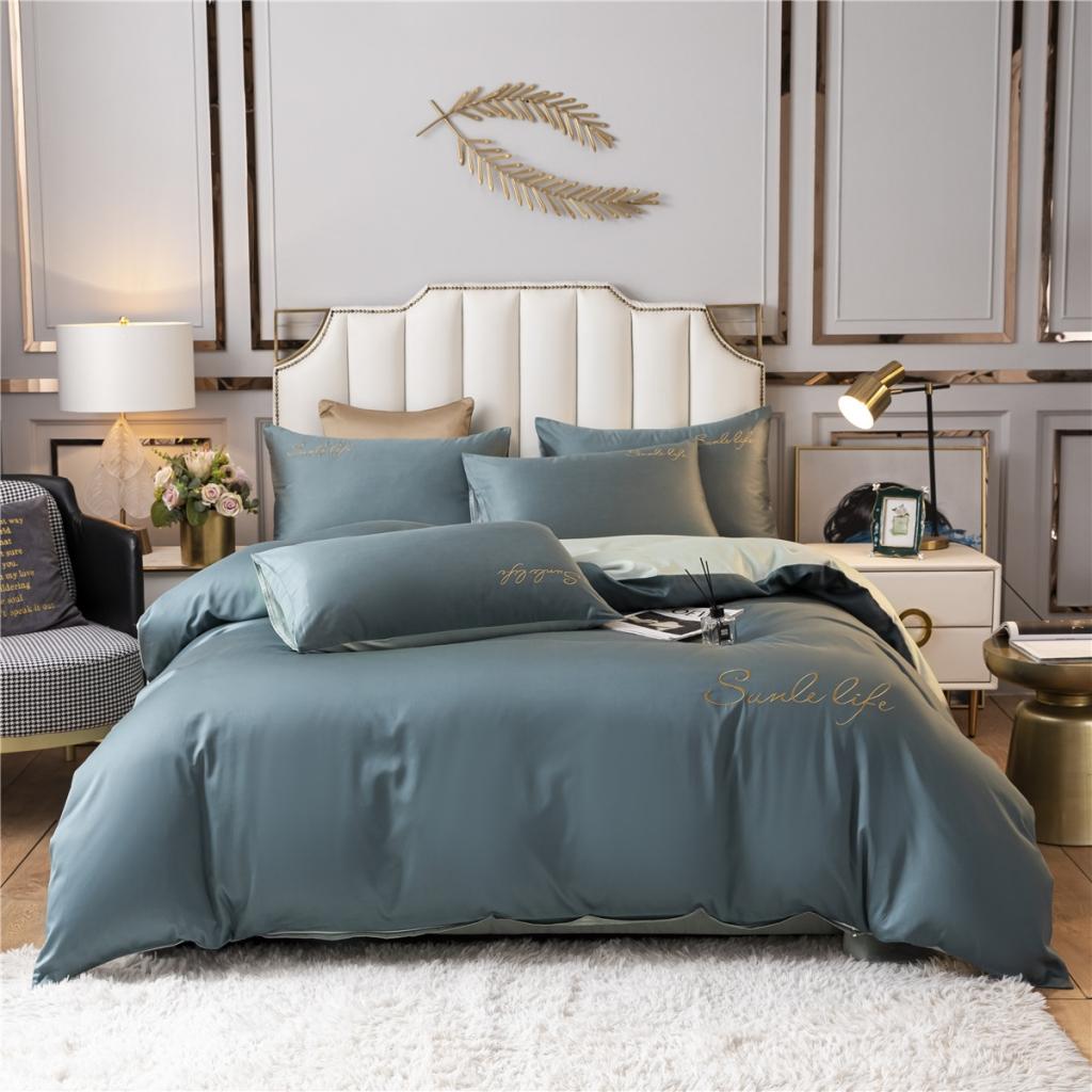 91家纺网 家纺一手货源 找家纺 古吉梦 2020新款洛卡棉双拼S款四件套 浅石兰