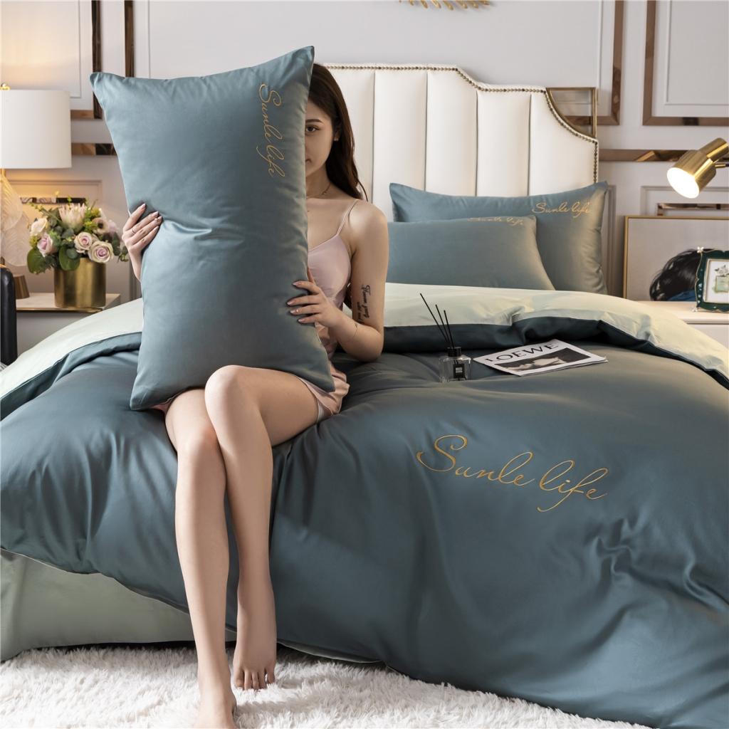 91家纺网 家纺一手货源 找家纺 古吉梦 2020新款洛卡棉双拼S款四件套 浅石兰