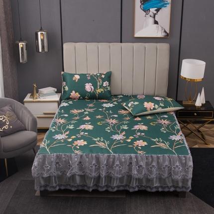 91家纺网 家纺一手货源 找家纺 （总）纽缦  2021新款冰丝凉席三件套床裙款