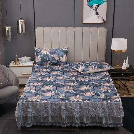 91家纺网 家纺一手货源 找家纺 （总）纽缦  2021新款冰丝凉席三件套床裙款