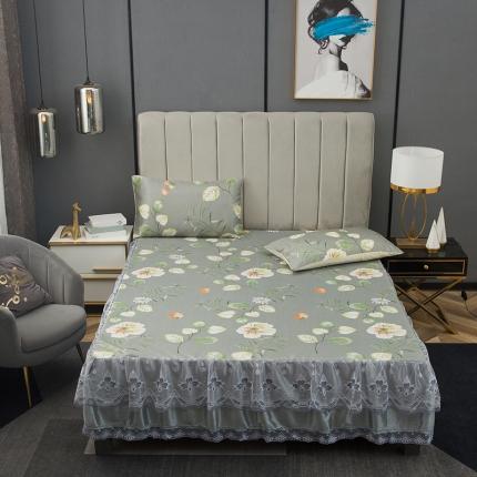 91家纺网 家纺一手货源 找家纺 （总）纽缦  2021新款冰丝凉席三件套床裙款