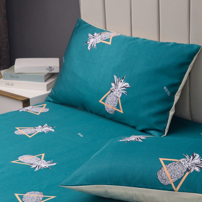 91家纺网 家纺一手货源 找家纺 纽缦  2021新款冰丝凉席三件套床裙款 菠萝蜜语