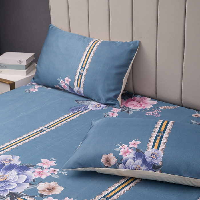 91家纺网 家纺一手货源 找家纺 纽缦  2021新款冰丝凉席三件套床裙款 克洛伊兰