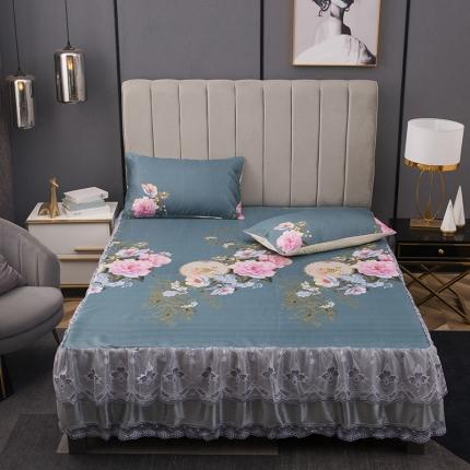 纽缦 2021新款冰丝凉席三件套床裙款 梦蝶