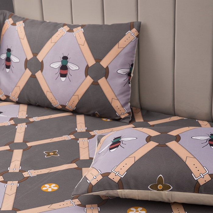 91家纺网 家纺一手货源 找家纺 纽缦  2021新款冰丝凉席三件套床裙款 蜜莉尔