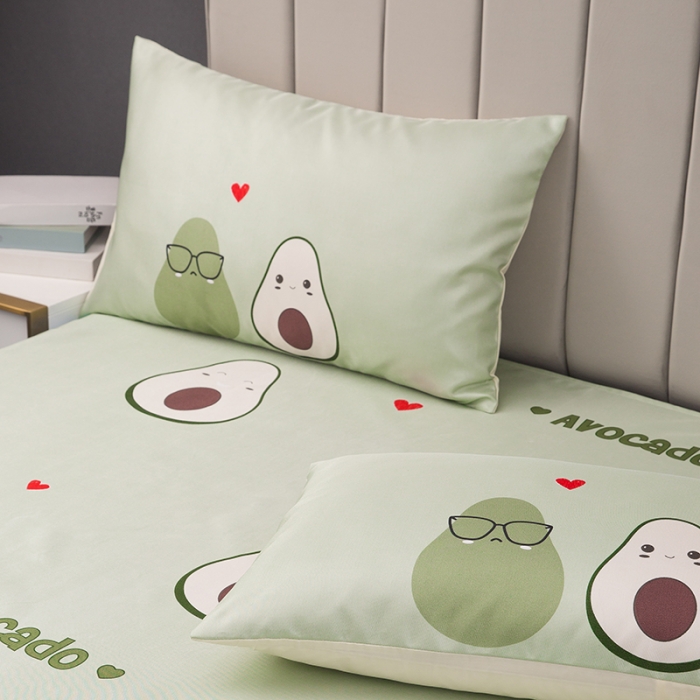 91家纺网 家纺一手货源 找家纺 纽缦  2021新款冰丝凉席三件套床裙款 牛油果