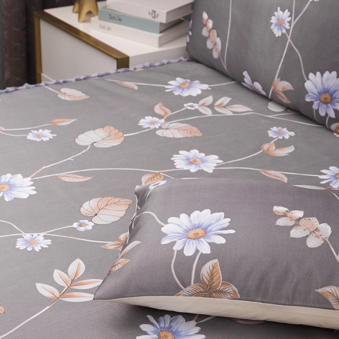 91家纺网 家纺一手货源 找家纺 纽缦  2021新款冰丝凉席三件套床裙款 诺尔曼灰