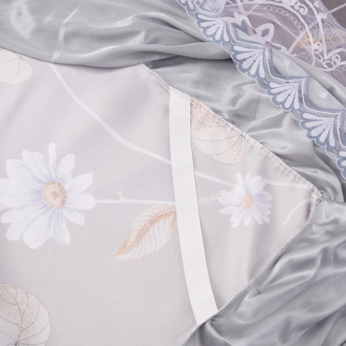 91家纺网 家纺一手货源 找家纺 纽缦  2021新款冰丝凉席三件套床裙款 诺尔曼灰