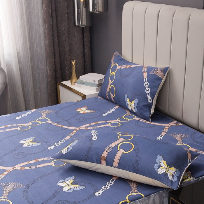 91家纺网 家纺一手货源 找家纺 纽缦  2021新款冰丝凉席三件套床裙款 清新物语