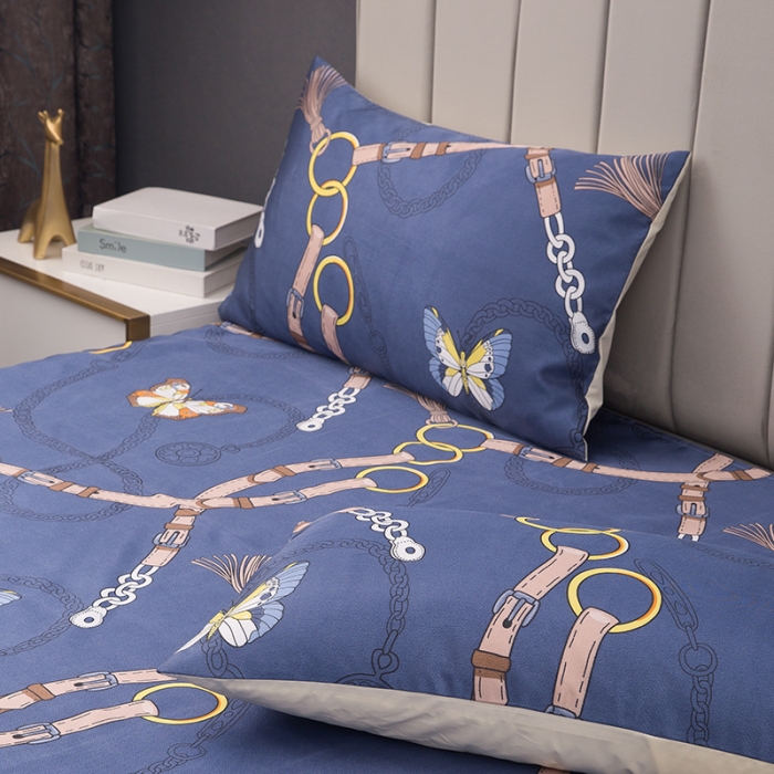 91家纺网 家纺一手货源 找家纺 纽缦  2021新款冰丝凉席三件套床裙款 清新物语