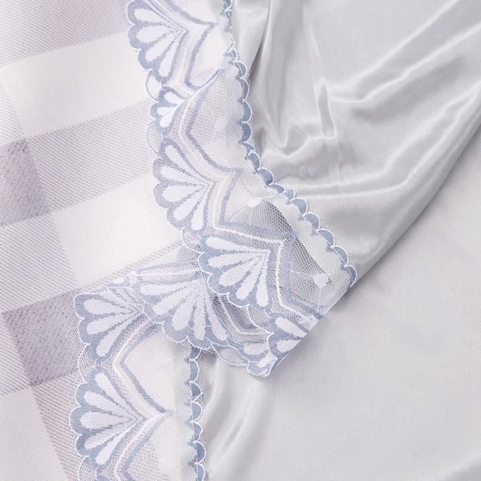 91家纺网 家纺一手货源 找家纺 纽缦  2021新款冰丝凉席三件套床裙款 时尚彩格粉