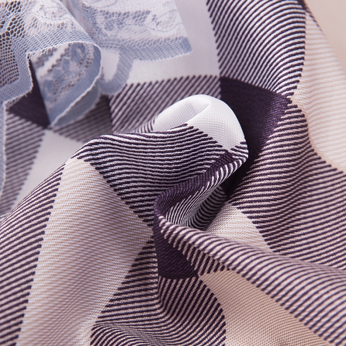 91家纺网 家纺一手货源 找家纺 纽缦  2021新款冰丝凉席三件套床裙款 时尚彩格粉